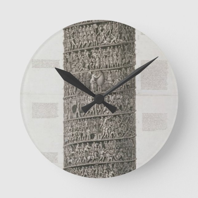 Trajans Spalte (Stich) Runde Wanduhr (Vorderseite)