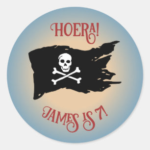 Traktatie Piratenflagge Sticker – Sand & Blau