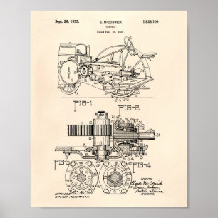 Traktor 1932 Patent Art Old Peper Poster