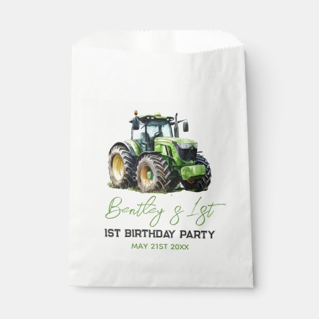 Traktor 1. Geburtstag Party Fun Farm Geschenktütchen (Vorderseite)
