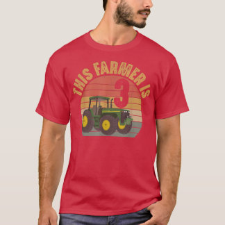 Traktor 3. Geburtstag 3 Jahre alter Bauer Thema T-Shirt