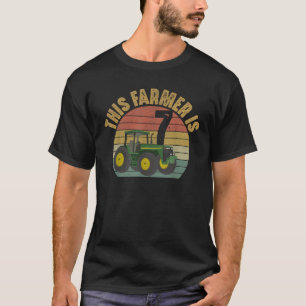 Traktor 7. Geburtstag 7 Jahre alter Bauer Thema T-Shirt