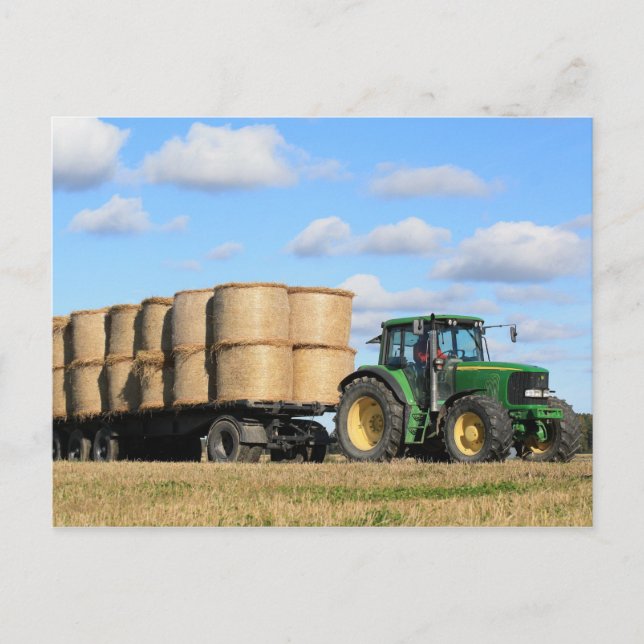 Traktor am Arbeitsplatz Postkarte (Vorderseite)