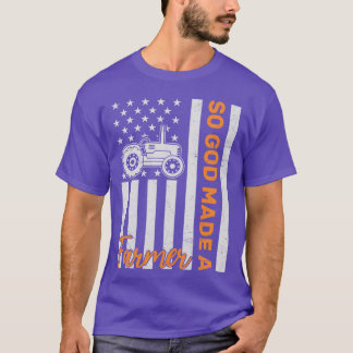 Traktor Amerikanische Flagge Farmer T-Shirt