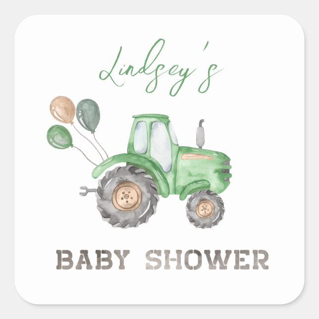Traktor Baby Shower Stickers | Aufkleber für Zugma (Vorderseite)