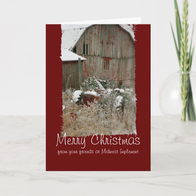 Traktor & Barn Weihnachtskarte Feiertagskarte (Vorderseite)