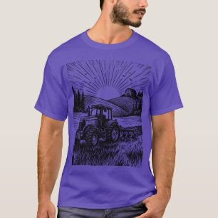 Traktor bei Sunrise Farm Landschaft T-Shirt