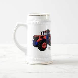 Traktor Cartoon-Illustration Bierglas