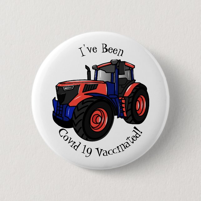 Traktor Cartoon-Illustration Button (Vorderseite)