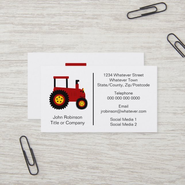 Traktor-Design-Landwirt Visitenkarte (Vorderseite/Rückseite Beispiel)