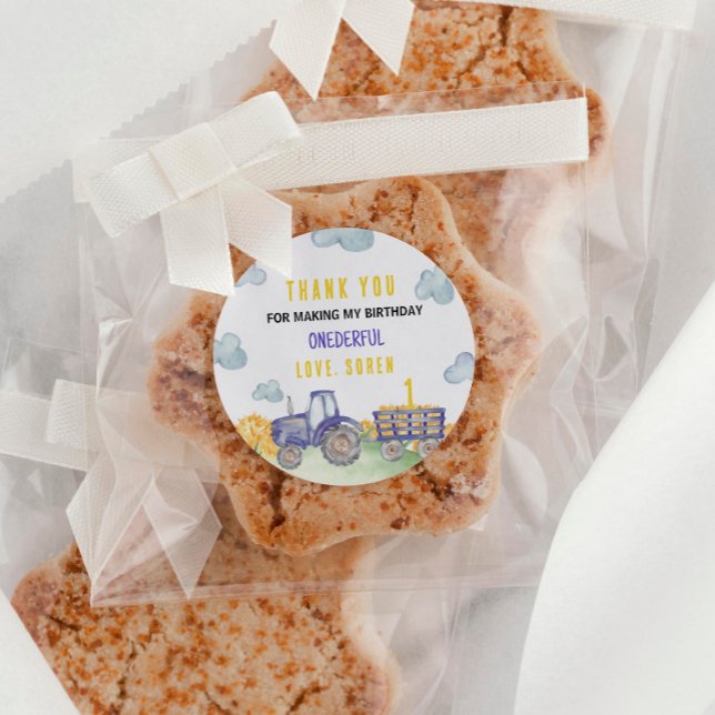 Traktor Farm Birthday Party favorisiert Labels Runder Aufkleber (Von Creator hochgeladen)