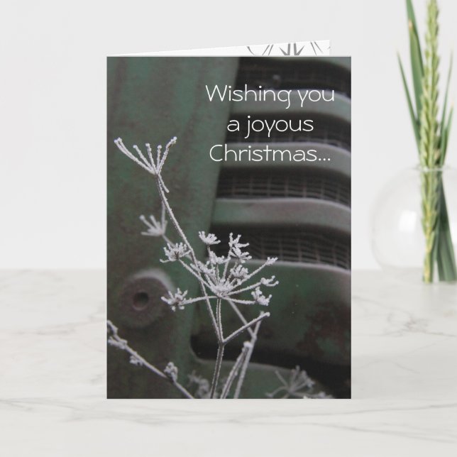 Traktor-freudige Weihnachtskarte Feiertagskarte (Vorderseite)