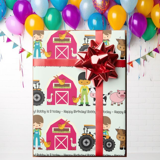 Traktor für Landtiere, das Alter des Namens des Ki Geschenkpapier (Von Creator hochgeladen)