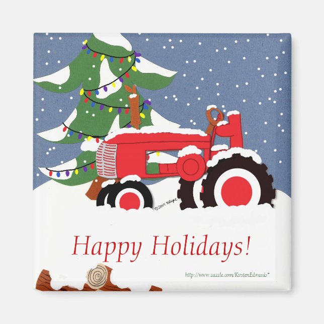 Traktor für Weihnachten Magnet (Vorne)