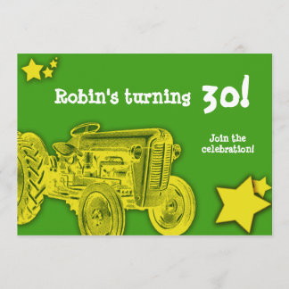 Traktor-Geburtstags-Party Einladung: Helles Gelb Einladung
