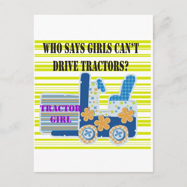 Traktor Girl Tshirts und Geschenke Postkarte (Vorderseite)