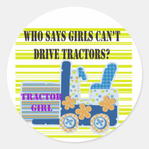 Traktor Girl Tshirts und Geschenke Runder Aufkleber
