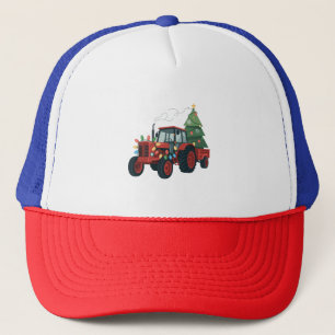 Traktor mit Anhänger Santa Farm Bauer Weihnachten Truckerkappe