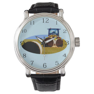 Traktor mit Hay-Bales-Ölfarbe Armbanduhr