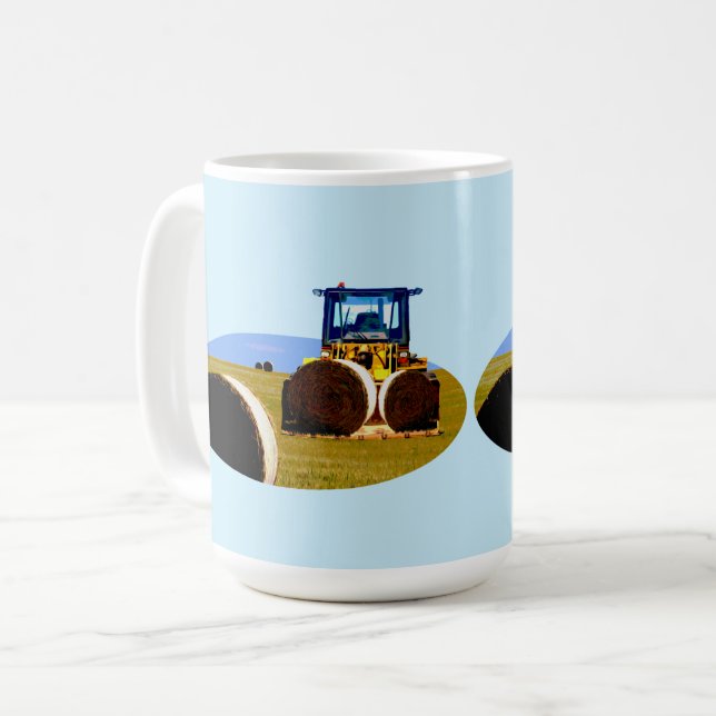 Traktor mit Hay-Bales-Ölfarbe Kaffeetasse (Vorderseite Links)