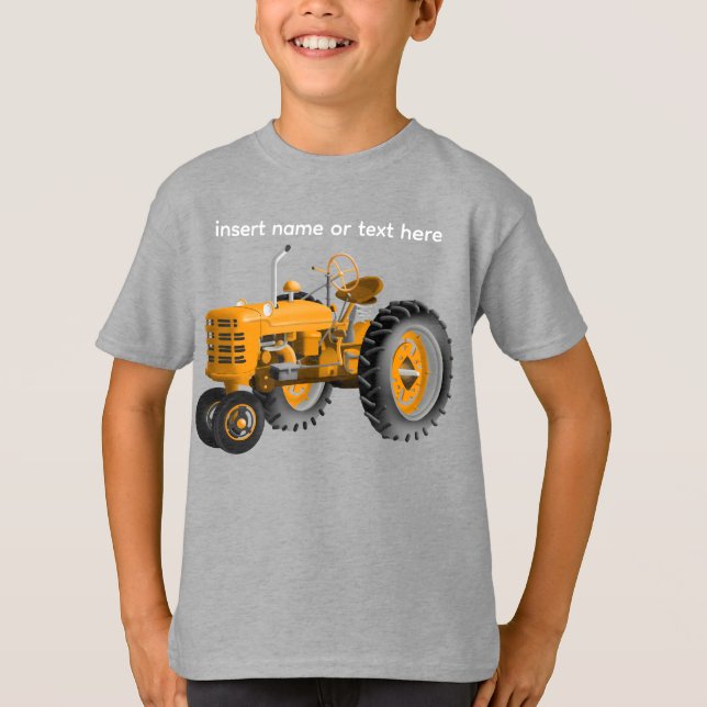 Traktor mit Namens- oder Textfeld T-Shirt (Vorderseite)