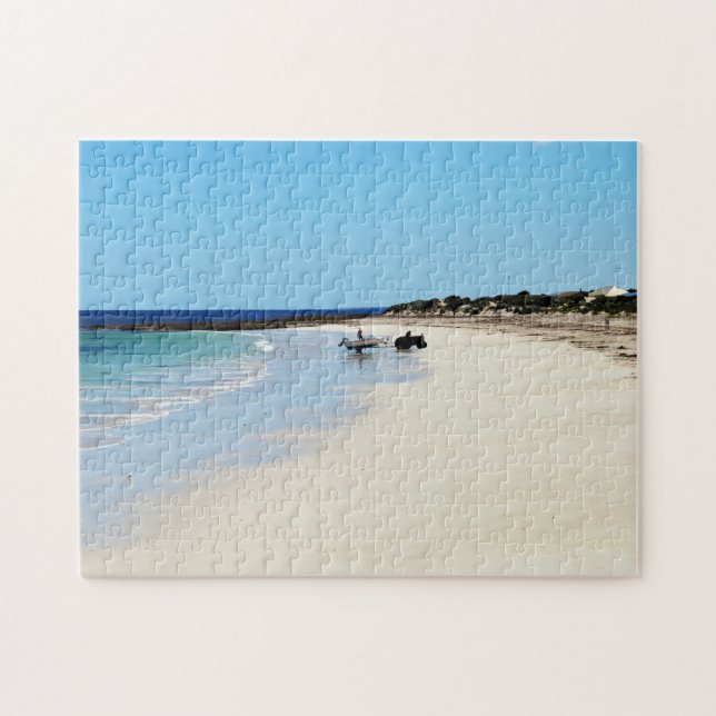 Traktor Pulling Boat Vom Ozean, Puzzle Jigsaw (Horizontal)