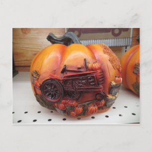 Traktor Pumpkins Postkarte