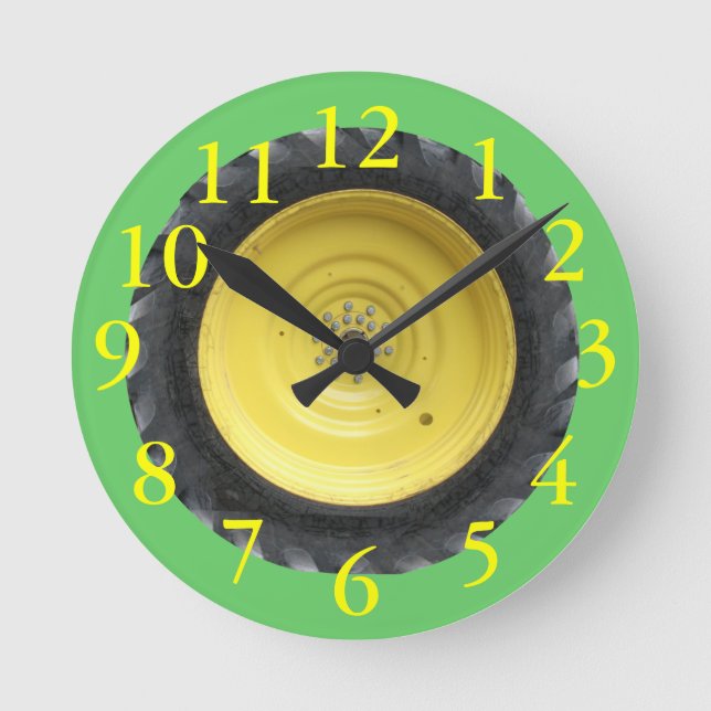 Traktor-Reifenhalterung Runde Wanduhr (Vorderseite)