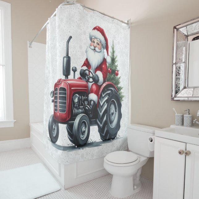 Traktor Santa Dusche Vorhang (Beispiel)