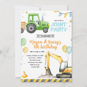 Traktor- und Bauparty-Einladung Einladung
