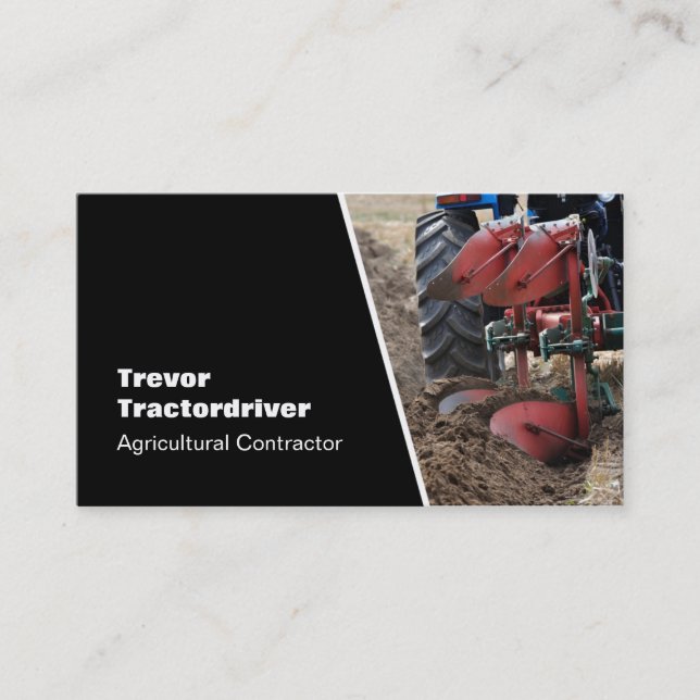 Traktor- und Pflugnahaufnahme-Foto Visitenkarte (Vorderseite)
