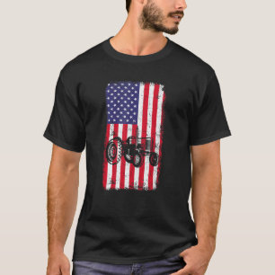 Traktor USA-Flagge Hof Ernte Landwirtschaft Scheun T-Shirt