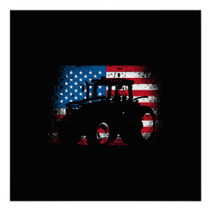 Traktor USA-Flaggen-Design für patriotischen Landw Poster