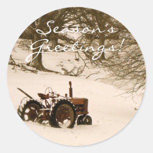 Traktor Weihnachtskarte Umschlag Aufkleber