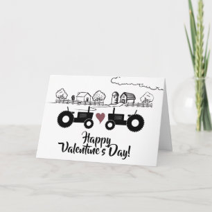Traktoren in der LIEBE Landbetrieb Valentinstag Feiertagskarte