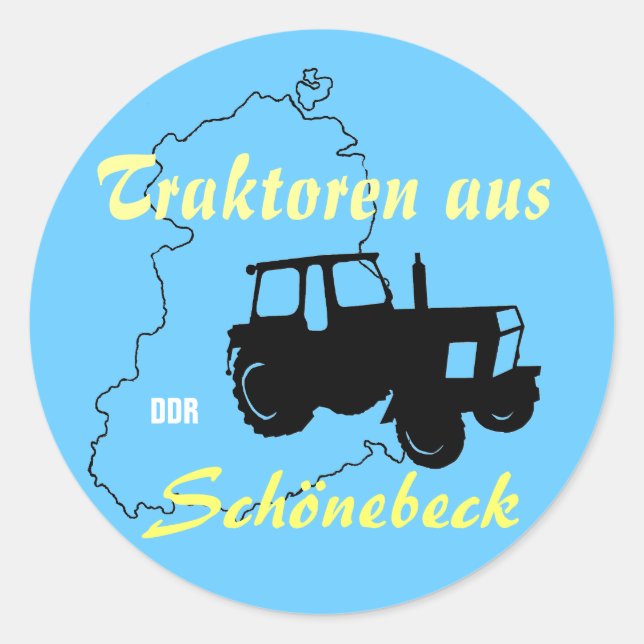 Traktorenwerbedesign DDR Runder Aufkleber (Vorderseite)