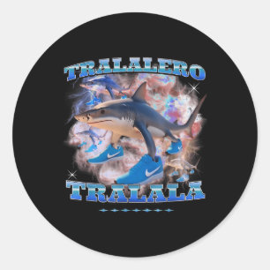 Tralalero Trala Italienisches Brainrot Meme Shark  Runder Aufkleber