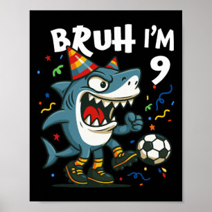 Tralalero Tralala Italien Brainrot Fußball 9. Gebu Poster