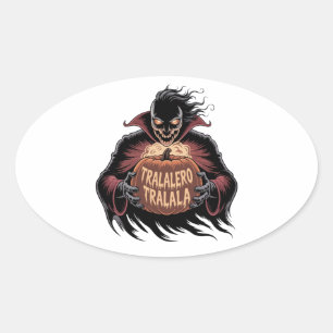Tralalero Tralala Vampire Pumpkin Halloween Ovaler Aufkleber