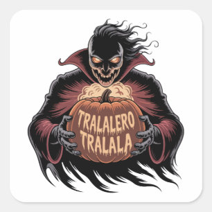 Tralalero Tralala Vampire Pumpkin Halloween Quadratischer Aufkleber