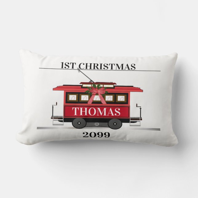 Tram Trolley Streetcar 1. Weihnachtsweih Lendenkissen (Vorderseite)