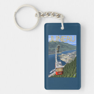 Tram über Juneau, Alaska Vintages Reise-Plakat Schlüsselanhänger