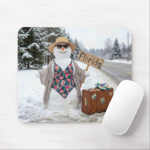 Trampende Schneefrau mit Florida-Schild Mousepad