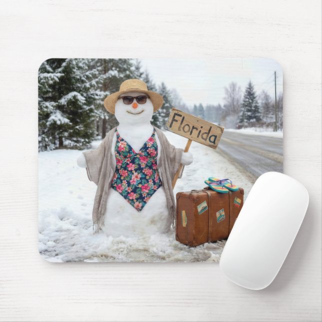 Trampende Schneefrau mit Florida-Schild Mousepad (Mit Mouse)