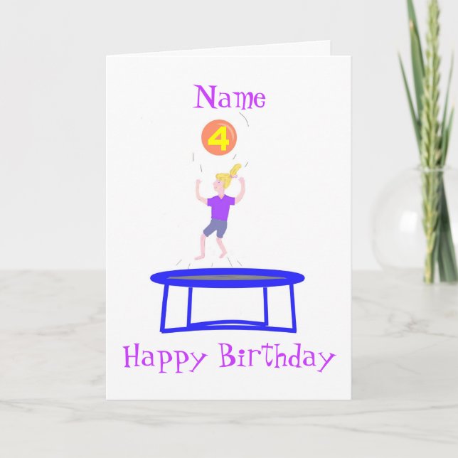 Trampolin Card für Mädchen, Name hinzufügen. Karte (Vorderseite)