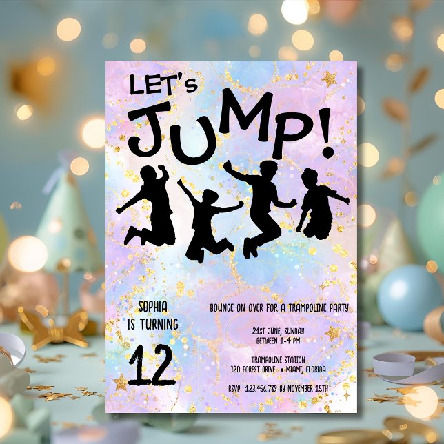 Trampolin Geburtstag springende Kinder Einladung (Von Creator hochgeladen)