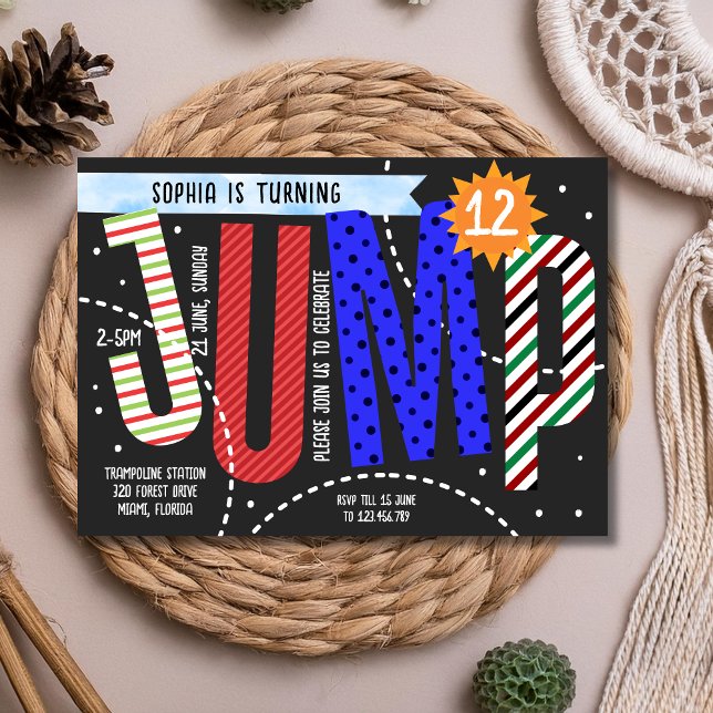 Trampolin Geburtstag springende Kinder Einladung (Von Creator hochgeladen)