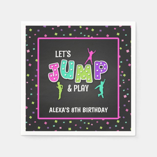 Trampolin Geburtstagsparty Napkin - Mädchen Serviette (Vorderseite)