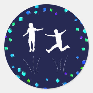 Trampolin oder Bounce Party Runder Aufkleber