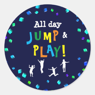 Trampolin oder Bounce Party Runder Aufkleber